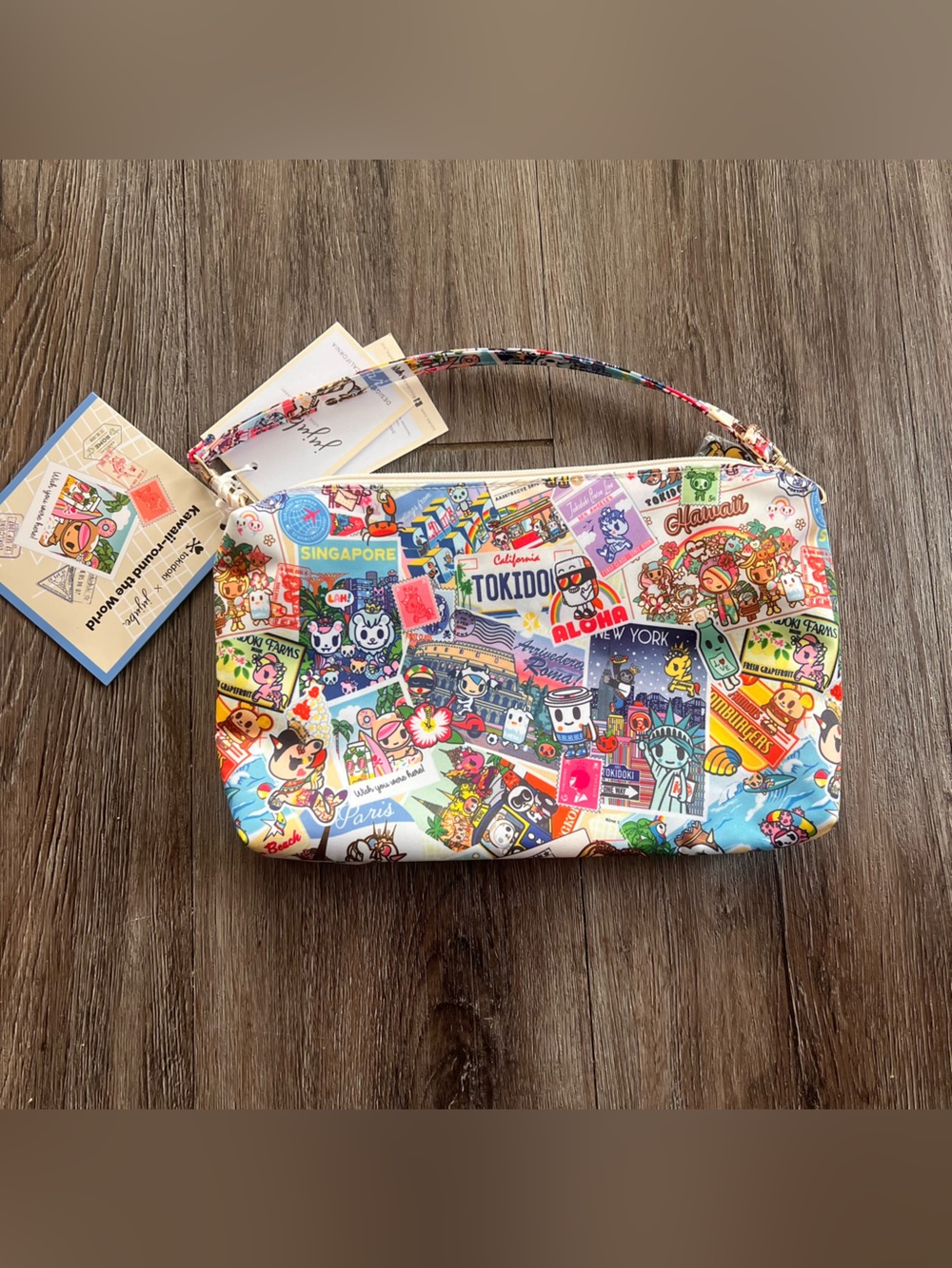 JuJuBe x tokidoki "Be Quick" pouch in the "Kawaii-round the World" print